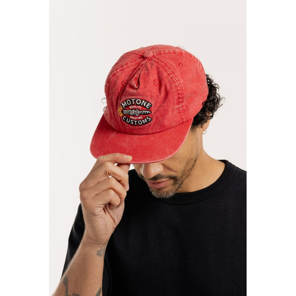 Motone OLD SPARKY 5-Panel Cotton Twill Hat - Red Washed Cotton