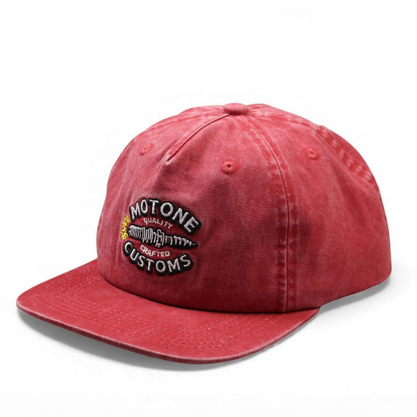Motone OLD SPARKY 5-Panel Cotton Twill Hat - Red Washed Cotton