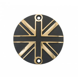 Motone 2 Tone Black &amp; Brass ACG Engine Badge Union Jack Flag