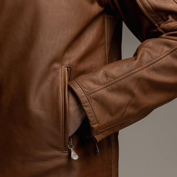 Motone Revolver Leather Jacket (Tobacco) - Extra Large Size: Extra Lar