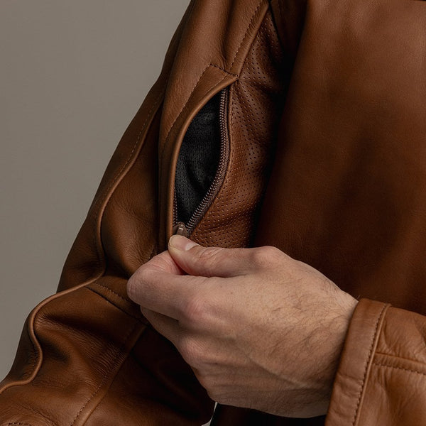 Motone Revolver Leather Jacket (Tobacco) - Extra Large Size: Extra Lar