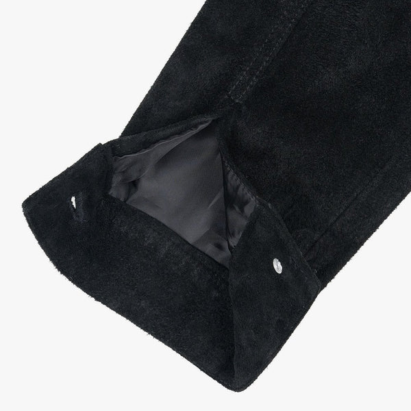 Motone ROUGHNECK Reverse Suede Trucker Jacket (Black) - Extra Large Si