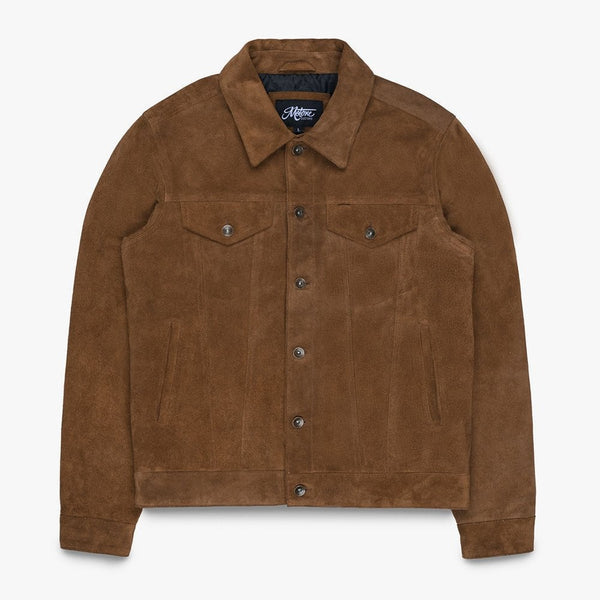 Motone ROUGHNECK Reverse Suede Trucker Jacket (Otter Brown) - Extra La