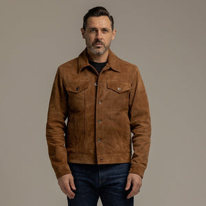 Motone ROUGHNECK Reverse Suede Trucker Jacket (Otter Brown) - Extra La