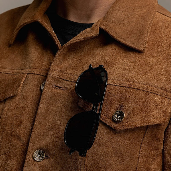 Motone ROUGHNECK Reverse Suede Trucker Jacket (Otter Brown) - Extra La