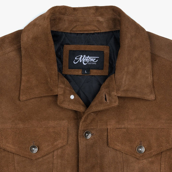 Motone ROUGHNECK Reverse Suede Trucker Jacket (Otter Brown) - Extra La