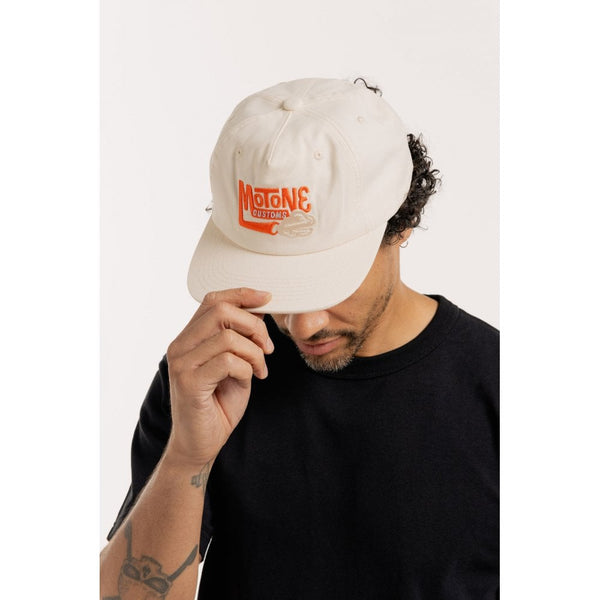 Motone SMOKE 5-Panel Cap - Ecru (Off White) Cotton Twill