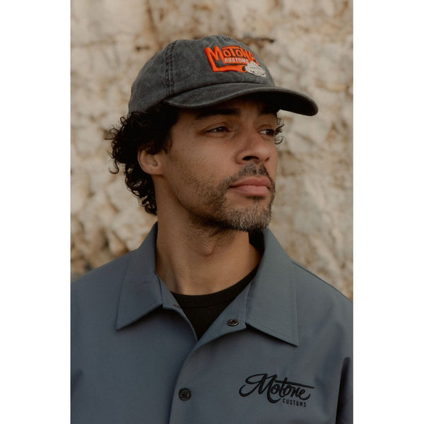 Motone SMOKER - 6-Panel Vintage Cap - Black Washed Cotton