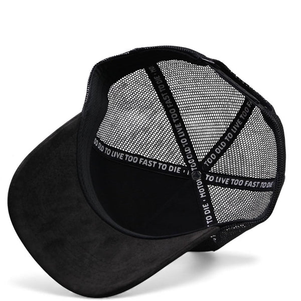 Motone SNAKE Trucker Cap - Black Suede Gold Snake