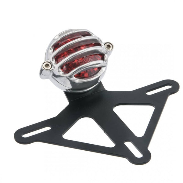 Motone Steel License/Number Plate Bracket Round Light