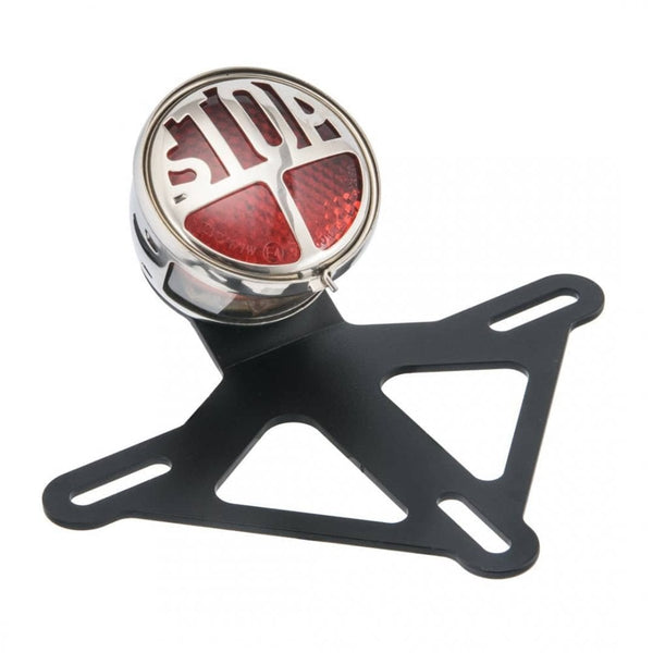 Motone Steel License/Number Plate Bracket Round Light