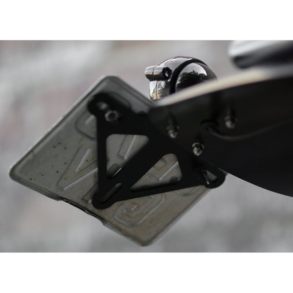 Motone Steel License/Number Plate Bracket Round Light