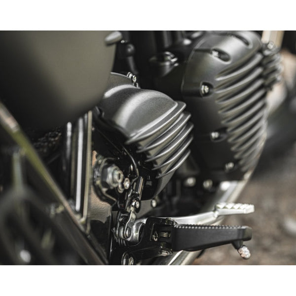 Motone Streamliner Sprocket Cover - Ribbed - Black Fins - LC - Street