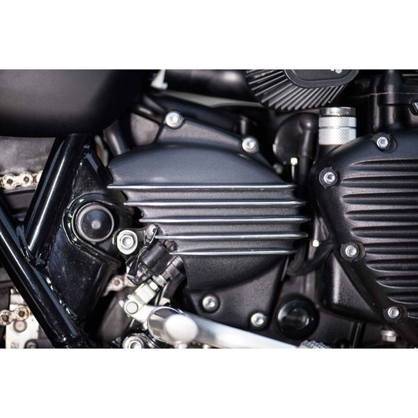 Motone Streamliner Sprocket Cover - Ribbed - Black Fins - LC - Street