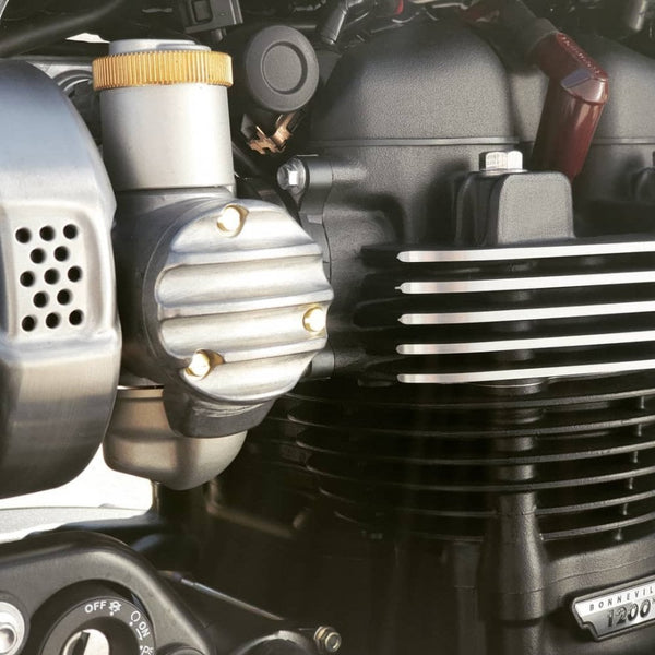 Motone TPS Carb/Throttle Body Cover - Pair - Ribbed/Finned - Raw Finis