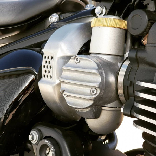 Motone TPS Carb/Throttle Body Cover - Pair - Ribbed/Finned - Raw Finis