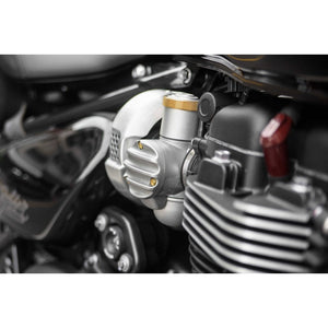 Motone TPS Carb/Throttle Body Cover - Pair - Ribbed/Finned - Shot Blas