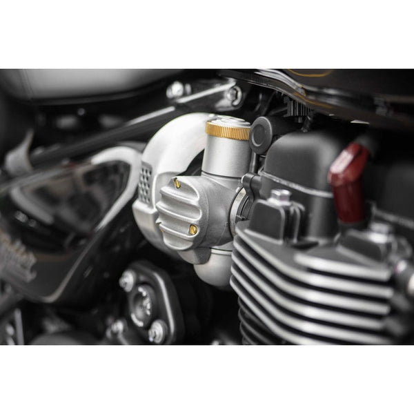 Motone TPS Carb/Throttle Body Cover - Pair - Ribbed/Finned - Shot Blas