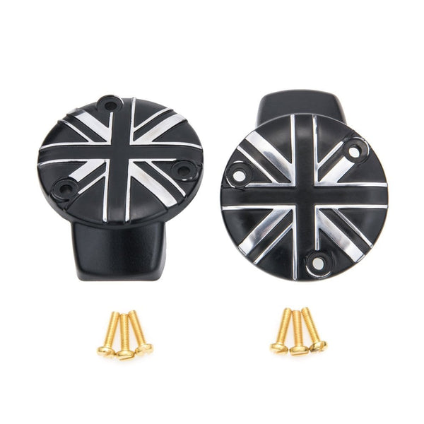 Motone TPS Carb/Throttle Body Cover - Pair - Union Jack - Black/Contra