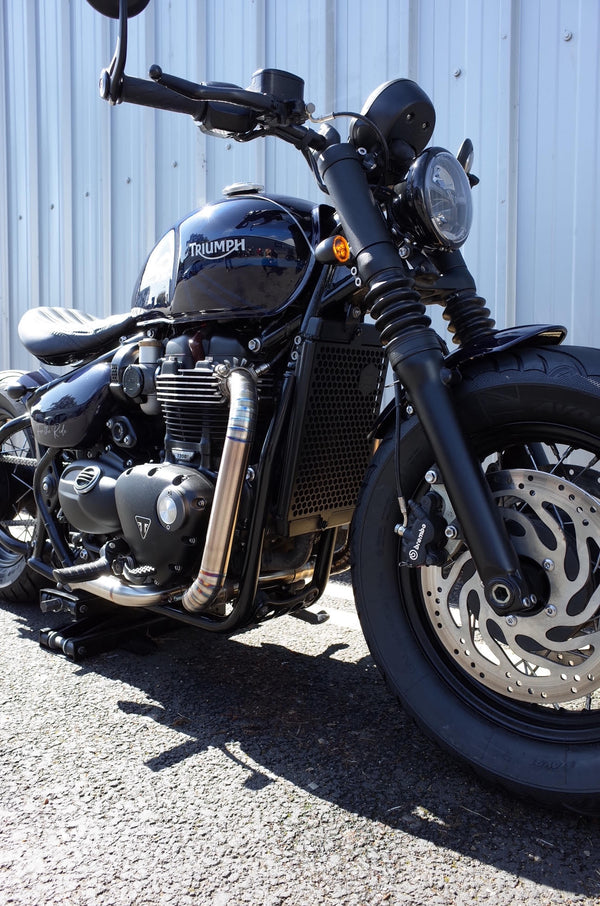 Poulson  ~  Custom Triumph Bobber radiator guard