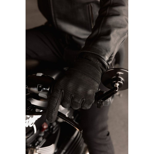 Motone WRAITH - Motorcycle Riding Gloves - Nubuck Leather - Black