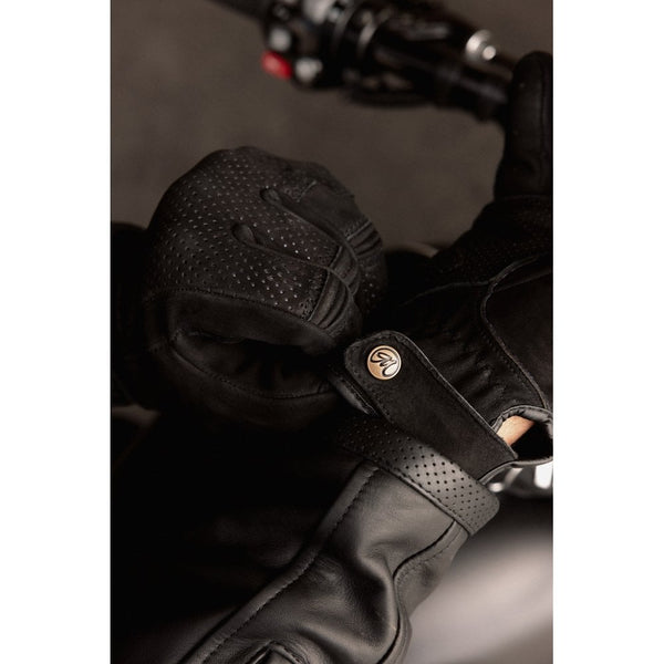 Motone WRAITH - Motorcycle Riding Gloves - Nubuck Leather - Black