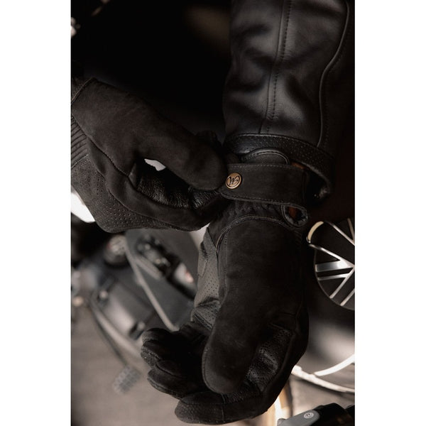 Motone WRAITH - Motorcycle Riding Gloves - Nubuck Leather - Black