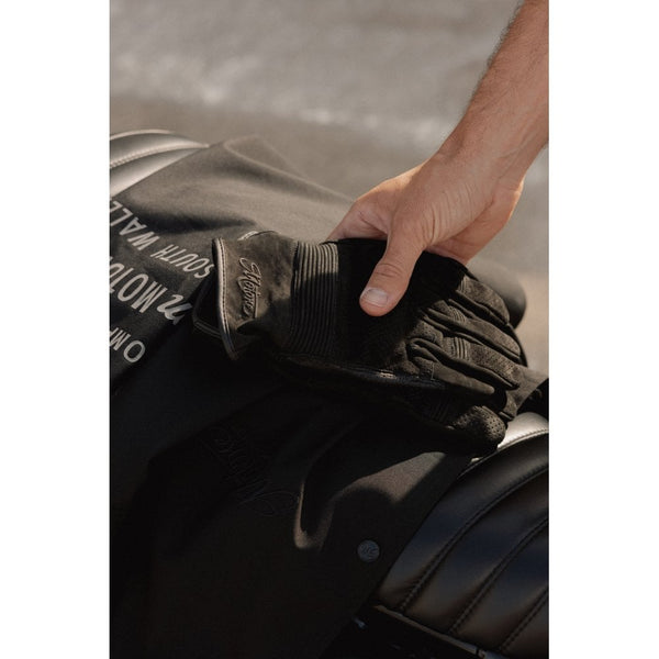 Motone WRAITH - Motorcycle Riding Gloves - Nubuck Leather - Black